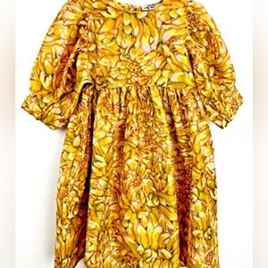 NWT Kika Vargas x Target Mum Floral Puff Sleeve Mini Dress Gold